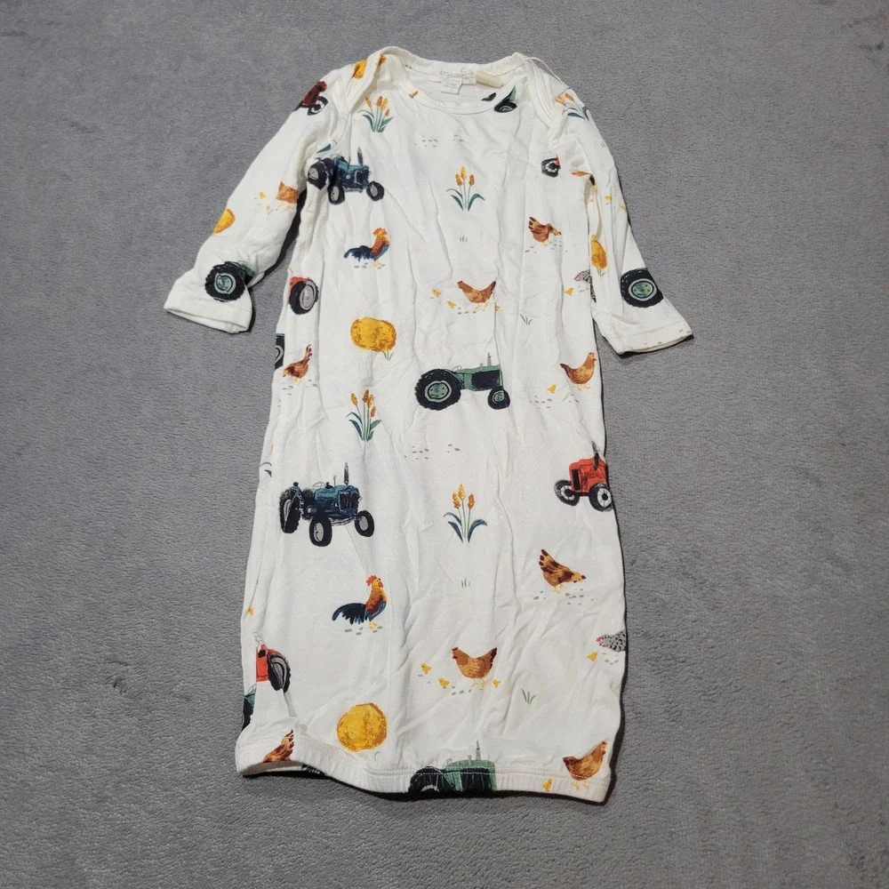 Angel Dear‎ Sleeper Gown Unisex 0-3M White Farm Tractor Rooster Bamboo Viscose